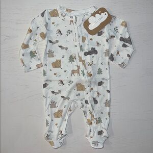 Angel Dear White Animal Woodland Footie Newborn 3-6 6-9 months